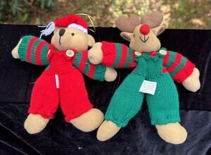 Vintage 1980’s International Bazaar Christmas Bear Deer Ornaments -S64